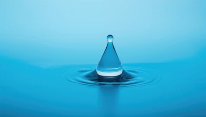Drop of water on a blue surface, potential for hydration