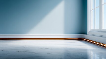 Obraz premium Room features blue wall and window interior space displays single blue wall with adjacent window