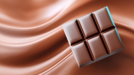 Obraz premium Stacked chocolate bars presentation rich chocolate bar sits on another creating appealing treat