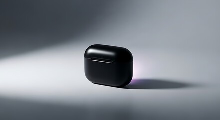 Sleek Black Wireless Earphone Case on Modern Gray Backdrop for Premium Sound