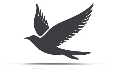 Fototapeta premium Stylized flying dove silhouette logo design. Simple bird vector graphic symbol of peace, hope, and freedom.