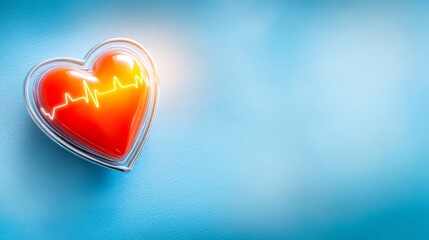 Heart with visible heartbeat vibrant red heart shows steady vital signs heart with