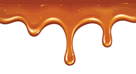 Caramel Drips Delicious Golden Syrup Isolated on White