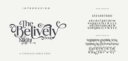 Elegant alphabet logo font. Classic Beautyful Modern Serif Letter Minimal Fashion Logos. Typography decoration fonts for branding, wedding, invitations, logos. vector illustration