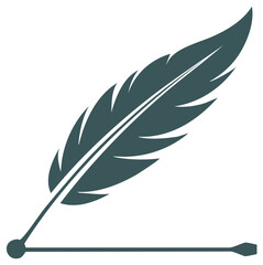 Fototapeta premium Classic quill pen and ink line icon. Vintage feather writing tool for literature, poetry, or signatures.