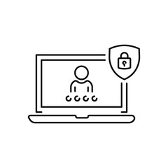 cyber security icon, protect data user, login access privacy, safety  information access, unlock profile social, thin line symbol on white background - editable stroke vector eps10