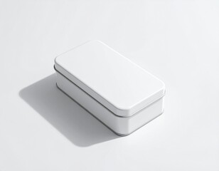 Blank Bandage/Plaster Tin Mockup: Small Rectangular Container Isolated on White. First Aid & Pharmaceutical Branding