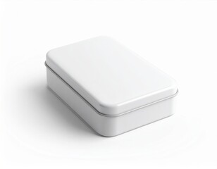 Blank Bandage/Plaster Tin Mockup: Small Rectangular Container Isolated on White. First Aid & Pharmaceutical Branding