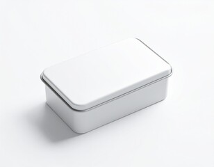 Blank Bandage/Plaster Tin Mockup: Small Rectangular Container Isolated on White. First Aid & Pharmaceutical Branding