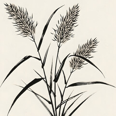 Elegant Ink Wash Painting Feathery