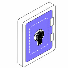 Modern Isometric Safe Illustration with Combination Lock for Security Concept