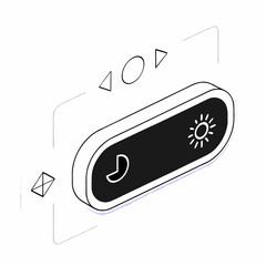 Isometric Toggle Switch Illustration for Day and Night Mode UI Design