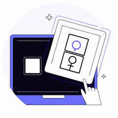 Modern Laptop Illustration with Female User Profile Icon on Digital Interface