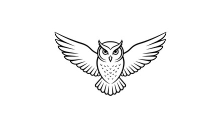 Obraz premium Elegant owl illustration with outstretched wings symbolising wisdom and freedom in monochrome
