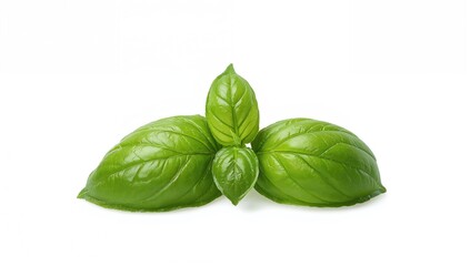 Fototapeta premium Basil leaves, vibrant green herb with culinary uses, beneficial for flavor enhancement