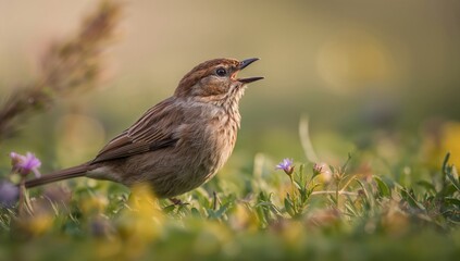 Brown sparrow perched on a branch, highlighting its natural habitat and wildlife observation