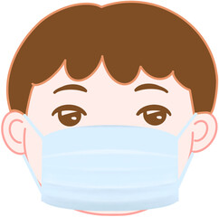 마스크를 착용한 사람의 얼굴 일러스트
