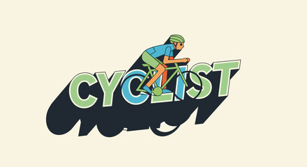 Fototapeta premium Stylized cyclist illustration, promoting fitness and an active lifestyle within typography
