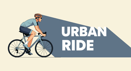 Cyclist enjoying a bicycle ride in the city with the caption Urban Ride background