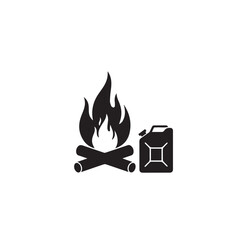 "Campfire with fuel can icon"