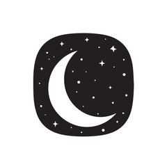 "Crescent moon and stars icon (night sky)"