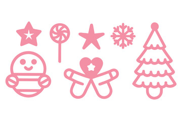 Collection of six distinct christmas themed line art icons in a clean vector style on a white background
