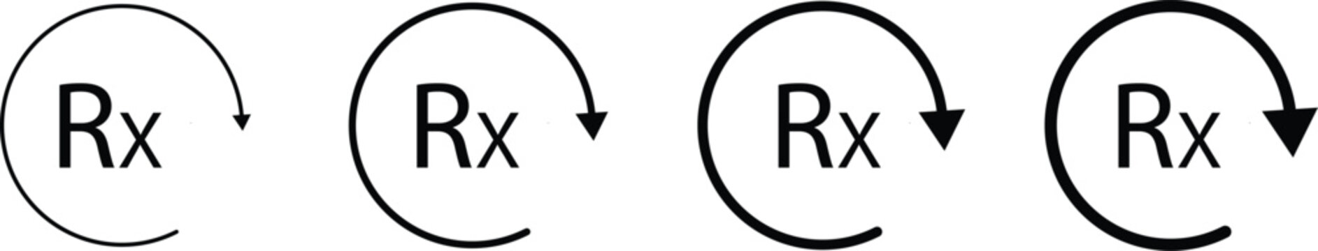 RX icon set. Prescription medical symbol. Pharmacy healthcare sign. health documentation
