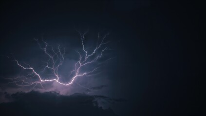 Dark stormy sky illuminated by flashes of lightning from a broad viewpoint of weather calamities
