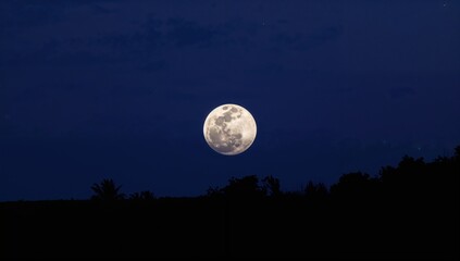 Fototapeta premium Luminous Full Moon Over a Serene Landscape, seasonal change