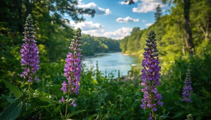 Fototapeta premium Magical Loosestrife Amidst Lush Woodlands