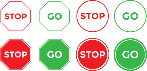 Stop and go sign. traffic control and safety.  Road safety sign board symbols. Semaphore sign business concept
