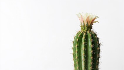 Naklejka premium Detail of a cactus on a white backdrop, showcasing its unique texture and resilience