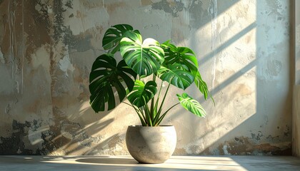 A monstera variegated plant in a minimalist pot