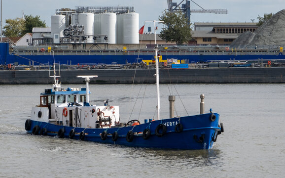 CUXHAVEN, GERMANY - 19.08.2025: Tanker HERTHA in the port of Cuxhaven 