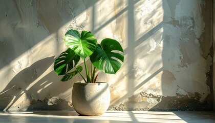 A monstera variegated plant in a minimalist pot