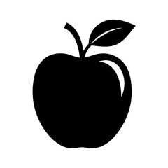 A simple stylized apple illustration with a stem and leaf design