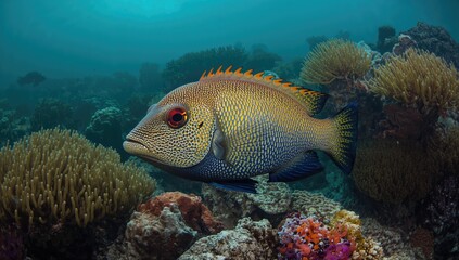 Obraz premium Distinctive Marine Species Within Coral Reef Habitats