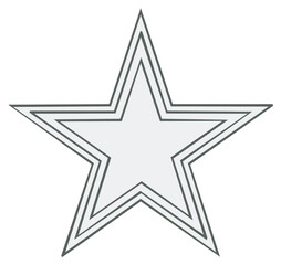 Fototapeta premium Five point geometric star symbol with triple border in gray scale to highlight a layered appearance