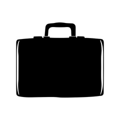 Black and white image of a classic business briefcase with a handle