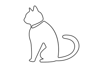 Cat continuous one line drawing minimalist style isolated outline vector illustration on white background
