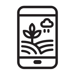 Mobile Farming App Icon, Digital Agriculture Line Vector