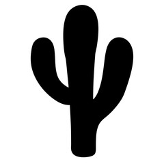 Simple stylized saguaro cactus silhouette isolated on white background for graphics