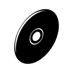 Isometric black and white vector illustration of an optical compact disc