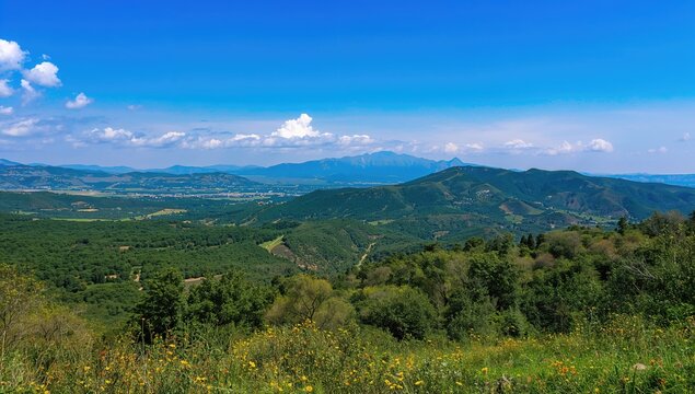 Scenic panorama of elevated terrain from an ancient fortress