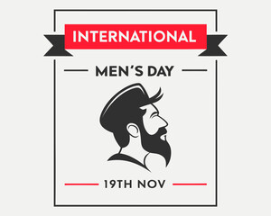 International Mens Day Celebration Poster with Bearded Man Silhouette and Date on November 19th poster