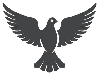 Obraz premium Symbolic dove bird silhouette with outstretched wings in flight