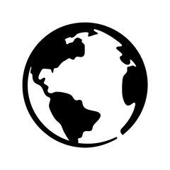 Earth Globe Icon Illustrating the American Continents in Black and White