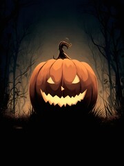 Fototapeta premium halloween pumpkin on a dark background