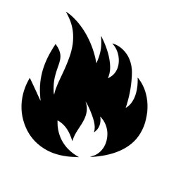 Stylized graphic image of a black and white flame or fire illustration