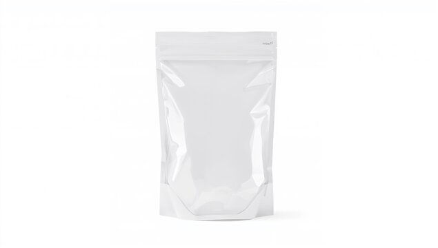 Transparent resealable plastic bag on white backdrop with cutout